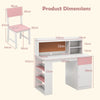 Student Writing Desk with 3-Layer Side Shelf & Storage Cabinet-Pink