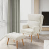 Upholstered Sherpa Fleece Recliner Sofa with Footstool Tub Armchair Lounge Chair