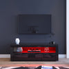Modern 120CM TV Unit Cabinet Stand Set Black High Gloss with LED Lights Drawers