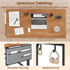 Computer Workstation Rolling Writing Study Desk On Wheels-Teak