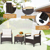 3Pcs Outdoor Furniture Set Garden Rattan Sofa Table Set w/Removable Cushion