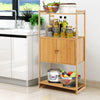 2 Tier Bamboo Bathroom Storage Cabinet Freestanding Cupboard Display Rack 2-Door