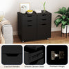 Mobile Storage Cabinet 4 Drawer Dresser Chest with Doors-Black