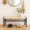 2x Wooden Wishbone Dining Benches Black/Natural Long Solid Wood Kitchen Seat