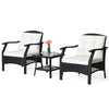 3PCS Outdoor Furniture Set Garden Table Chair Set Wicker Rattan Chair Bistro Set