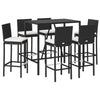 7 Piece Garden Bar Set with Cushions Black Poly Rattan vidaXL