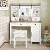 White Vanity Desk Dressing Table Stool Set Sliding Mirror Collect NN5
