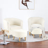 Modern Upholstered Accent Sofa Chair w/ Ottoman Sherpa Armchair Lounge Chair UK