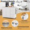 Kitchen Island on Wheels Storage Trolley Cart Drop Leaf Drawers Shelves White
