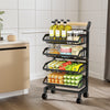 Metal Wire Vegetable Fruit Storage Basket Kitchen Detachable Rack w/ Handle Cart