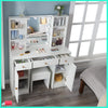 Dressing Table Set Vanity Makeup Desk with 3-Color LED Lighted Mirror Drawers