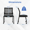 Office Reception Chairs Armless Waiting Room Chair with Wheels Set of 2