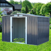 10 x 8ft Dark Grey Steel Sheds Outdoor Tools Storage Garden Shed with Foundation