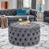 Square/Round Velvet Tufted Button Stool Ottoman Pouffe Footrest Cube Table