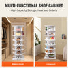 7-Tier Rotating Shoe Rack Tower 360°Spinning Shoe Display with Base Black