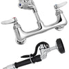 VEVOR Commercial Kitchen Pre-Rinse Faucet Spray Tap Arm Twin Pedestal 21" Height
