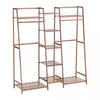 Wooden Clothes Rail Rack Garment Hanging Stand Open Wardrobe w/Bottom&Top Shelf