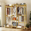 Large Bamboo Open Wardrobe Storage Shelves Clothes Rail Hanging Bar Ladder Rack