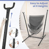 6 Level Adjustable Hammock Chair w/ Stand Sturdy Swing Chair Dark Grey