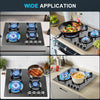 4 Burners Gas Hob 60cm Black Tempered Glass Kitchen Built in Gas Cooktop NG/LPG
