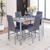 4x Grey Faux Leather Dining Chairs & Grey Tempered Glass Dining Table Dining Set