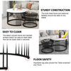 Round Coffee Tables Set of 2 End Table Nesting Tables Marble Pattern Living Room