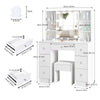 White Dressing Table LED Mirror 7 Drawers Vanity Makeup Desk Set Bedroom 3Modes