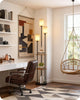 Industrial Floor Lamp with Shelves 3 Light Linen Shades Standing Lamp