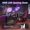 L Shaped Gaming Desk RGB Light Standing Desk Rising Sit Stand Up Corner PC Table