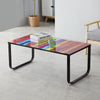 Rainbow Tempered Glass Rectangle Coffee Table Side End Table Metal Base Leg