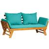 Acacia Wood Garden Sofa Bed Folding Daybed Collapsible Chaise Lounge w/ Cushion
