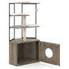 Indoor Wooden Kitten Tower Cat Tree with Litter Box Enclosure-Grey