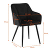 2Pcs Velvet Dining Chairs Black Cushion Padded Seat Metal Legs Armchair