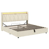Upholstered Ottoman Storage Bed Frame 5ft King with Storage Headboard, LED Beige