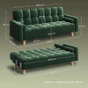 Modern Velvet 3-Seater Sofa Bed Futon Click Clack Couch for living room