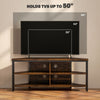 Corner TV Stand Cabinet, 50" TV Unit with Storage Shelves, Rustic Brown