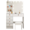 Modern Dressing Table Makeup Desk with Mirror 6-Drawer Stool Bedroom Vanity Set