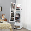 Standing Jewelry Armoire Lockable Jewelry Cabinet Vanity Mirror with LED Light