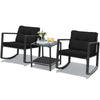3Pcs Outdoor Rocking Bistro Set Garden PE Rattan Rocking Chair Set w/Cushion