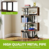 5-Tier S-Shaped Bookcase, Freestanding Bookshelf, Brown, 145cm High