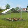 4X3X2m Walk In Chicken Run Galvanized Chicken Coop Hen House w/ Apex Roof Hutch