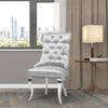 Light Grey Crushed Velvet Lion Knocker Buttoned Back Dining Chair w/ Chrome Legs