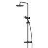Bathroom Mixer Shower Thermostatic Dual Head Round Rainfall Handset Matte Black