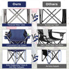 Camping Chair Beach Folding Chair w/Padded Armrest & Shade Canopy-Blue