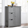 Bathroom Floor Cabinet Storage Cupboard Organizer W/Adjustable Shelf & 3 Drawers