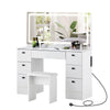 MDF Dressing Table LED Light Mirror 7 Drawers Stool Makeup Desk Bedroom Modern