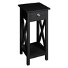 Black Slim Tall Bedside Table 1 Drawer Bedroom Storage Unit Hallway End Table