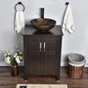 Bathroom Sink Bowl Wash Basin Countertop Tempered Glass Tap Waste Set Round