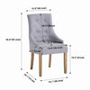2pcs Grey Fabric Dining Chairs Button-Tufted Upholstered Armchairs with Rivets