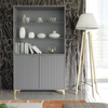Display Cabinet I 175cm Sideboard I Grey Matt Gold Legs Doors I Glass Shelves